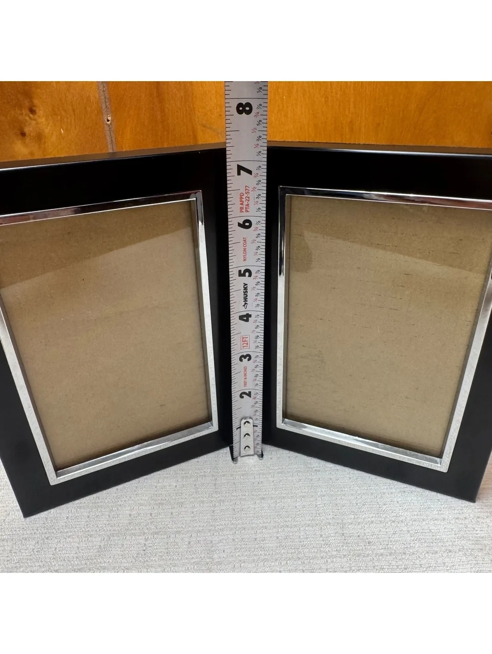 Black Hinged Double 4x6 Picture Frame Silver Trim Folding Photo Frame